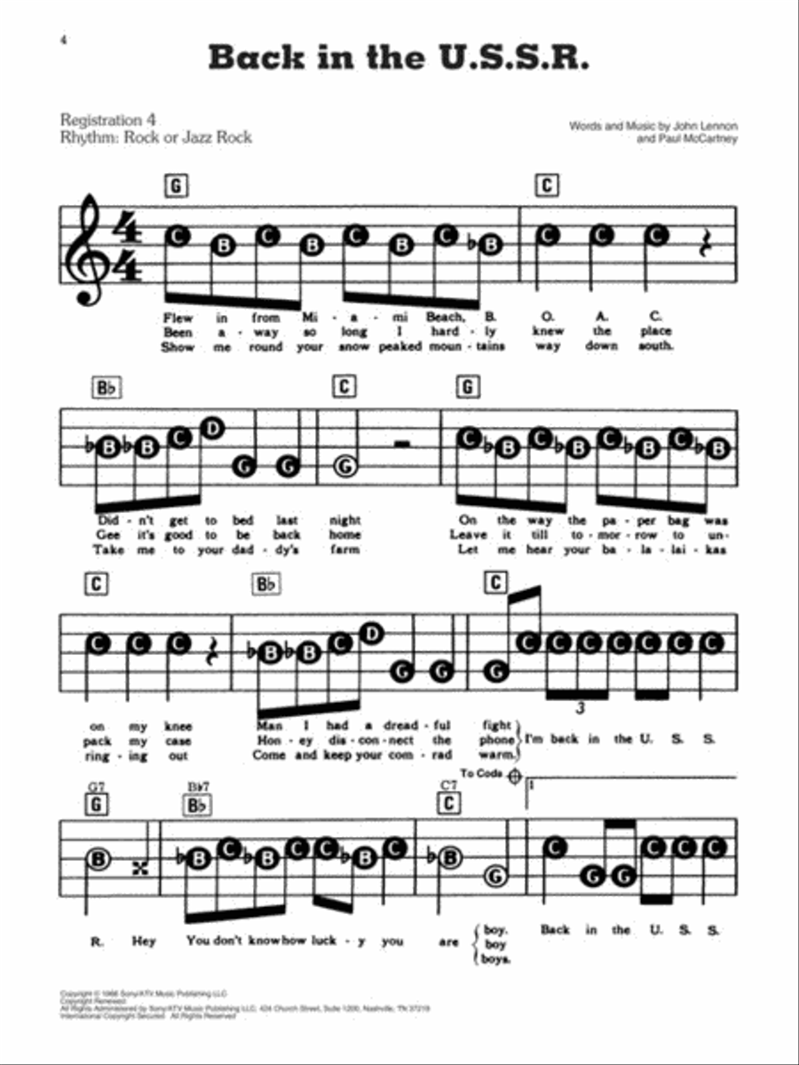 Songs with 4 Chords Electronic Keyboard scores gallery preview page 3
