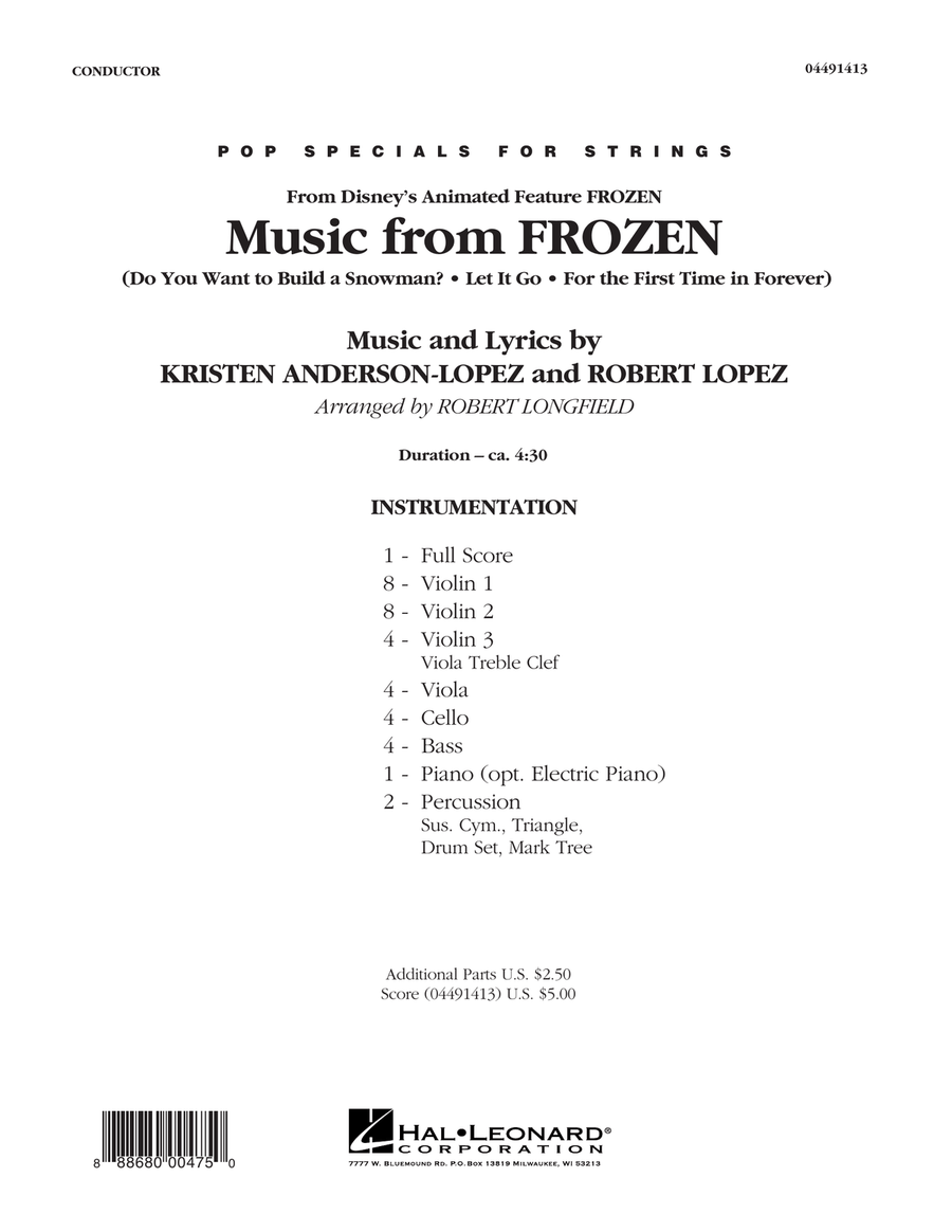 Music from Frozen - Conductor Score (Full Score) Orchestra scores gallery preview page 1