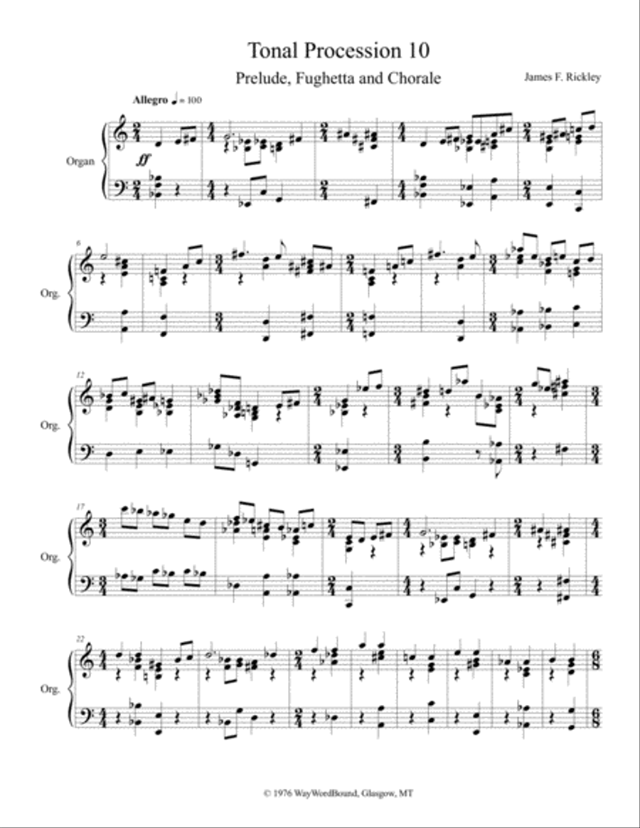 Tonal Procession 10 Prelude, Fughetto, Chorale Piano Solo scores gallery preview page 1