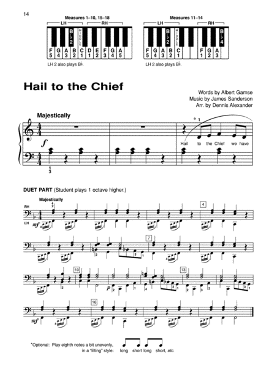 Alfred's Basic Piano Course Patriotic Solo Book, Level 1B Piano Method scores gallery preview page 4
