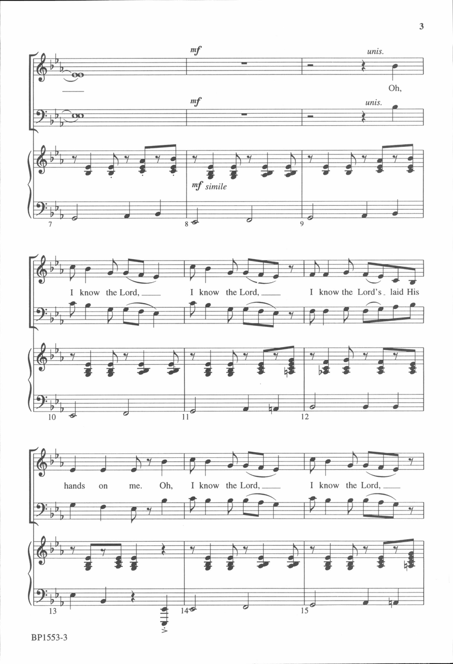 I Know the Lord's Laid His Hands on Me 4-Part scores gallery preview page 3