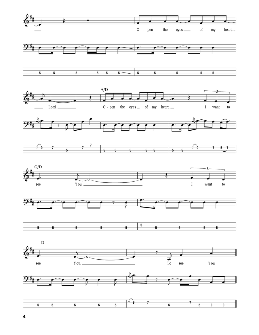 Open The Eyes Of My Heart Bass Guitar Tablature scores gallery preview page 4