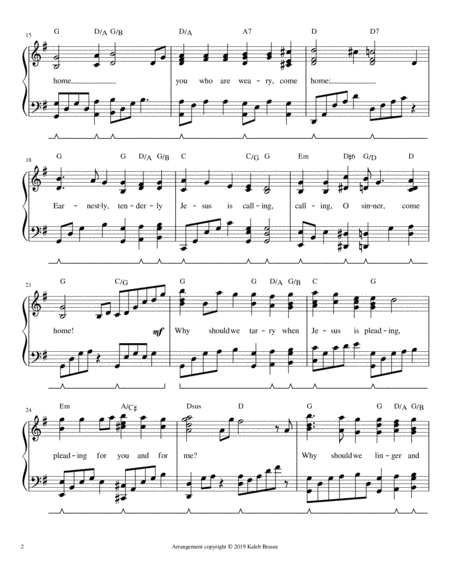 Softly and Tenderly - piano solo with lyrics and chords image number null