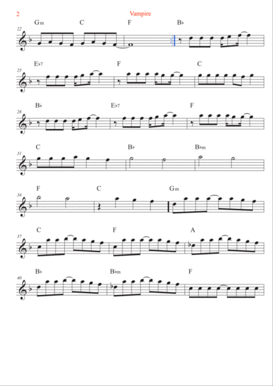 Vampire Electric Guitar scores gallery preview page 2