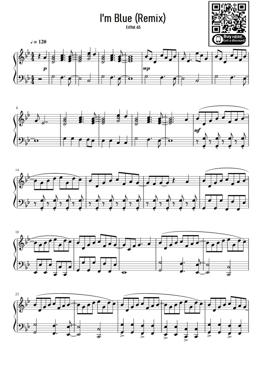 Blue Flume Remix Easy Piano scores gallery preview page 1