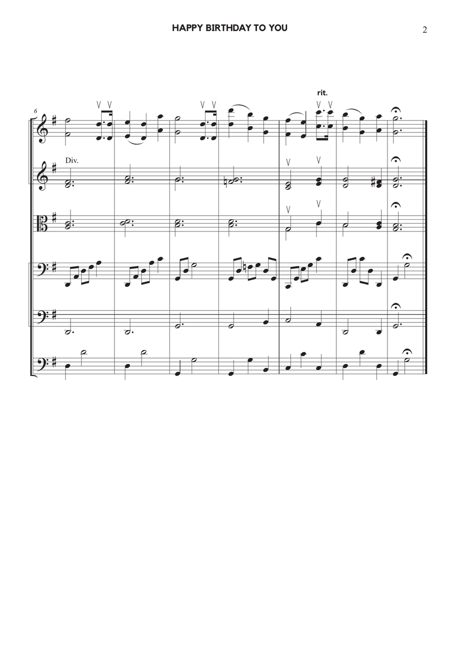 Happy Birthday To You - arranged for string orchestra String Orchestra scores gallery preview page 3