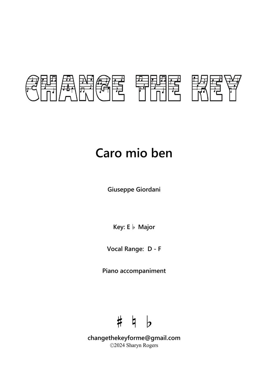 Caro mio ben - Eb Major Voice Solo scores gallery preview page 1
