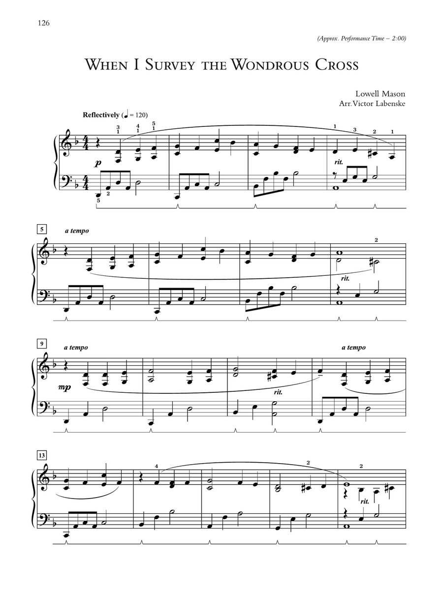 When I Survey the Wondrous Cross - Piano Solo Piano Solo scores gallery preview page 1