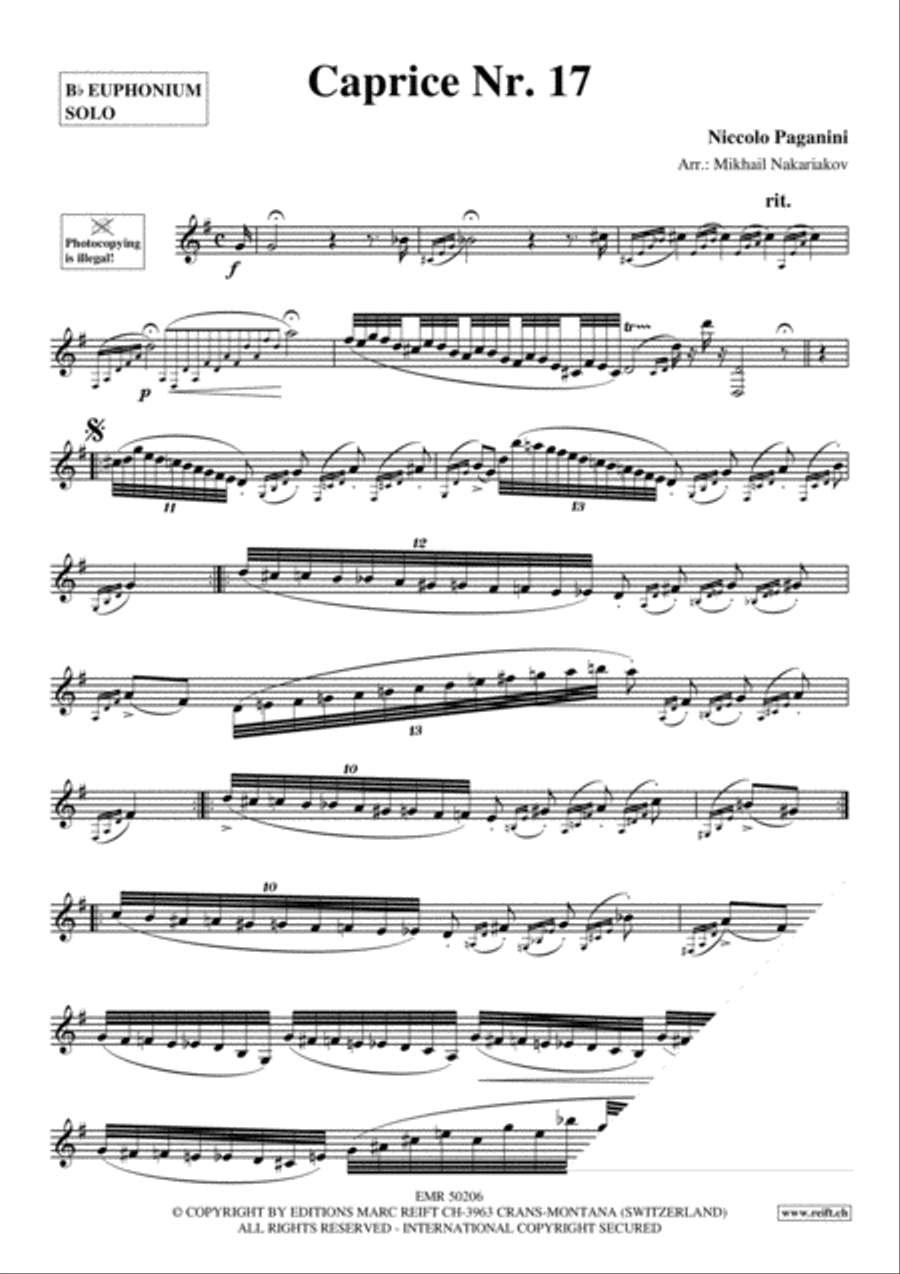 Caprice No. 17 Euphonium scores gallery preview page 3