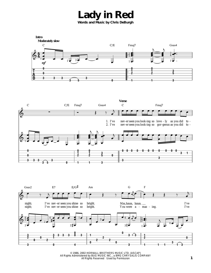 The Lady In Red Acoustic Guitar scores gallery preview page 1