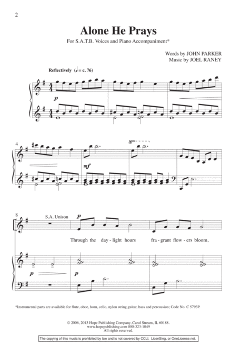 Alone He Prays 4-Part scores gallery preview page 3