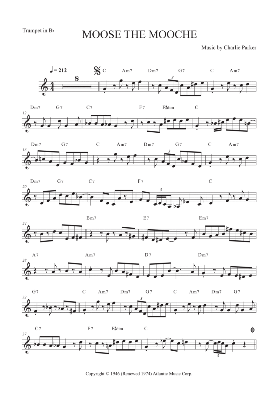 Moose The Mooche B-Flat Trumpet scores gallery preview page 1