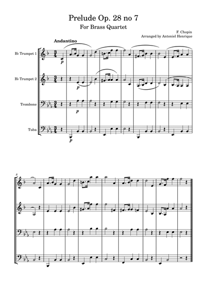 Prelude Op. 28 no 7 for Brass Quartet image number null