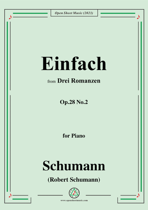 Book cover for Schumann-Einfach,Op.28 No.2,in F sharp Major,for Piano