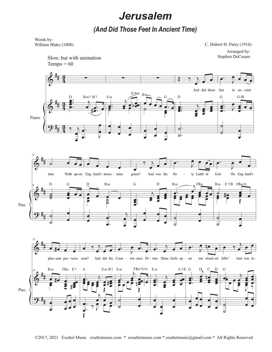 Jerusalem (Unison choir)