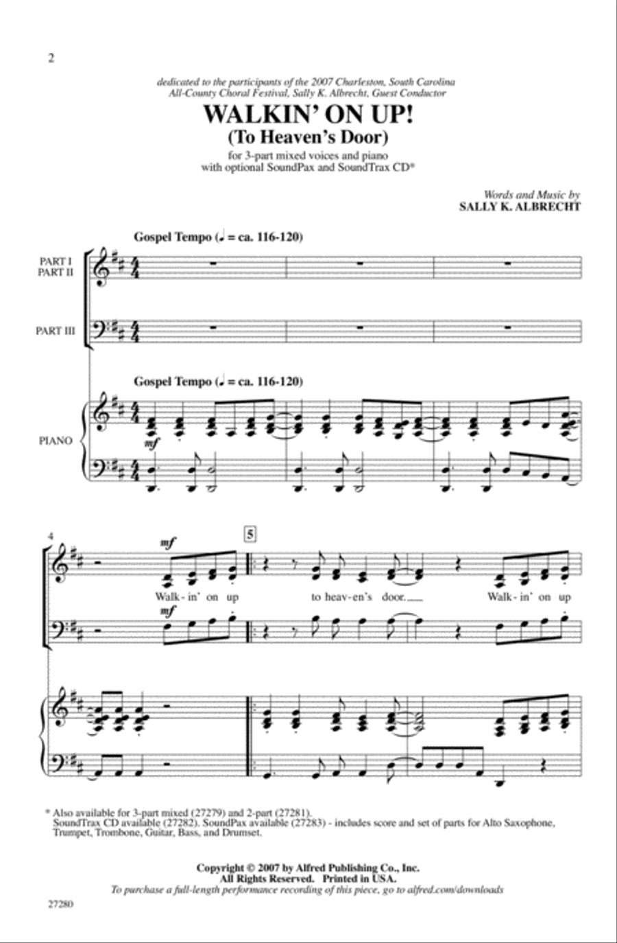 Walkin' On Up (To Heaven's Door) 3-Part scores gallery preview page 1
