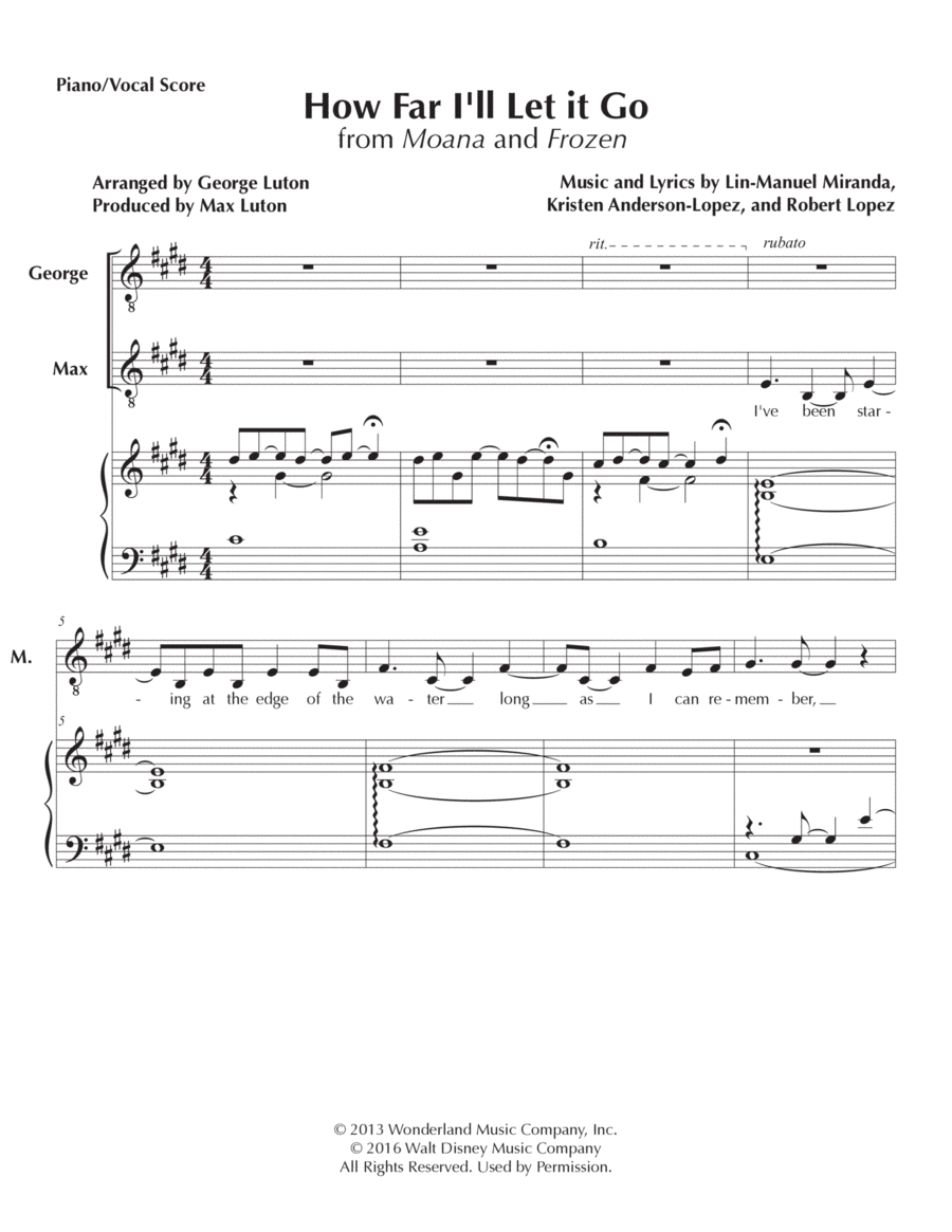 How Far I'll Go Tenor Voice scores gallery preview page 1