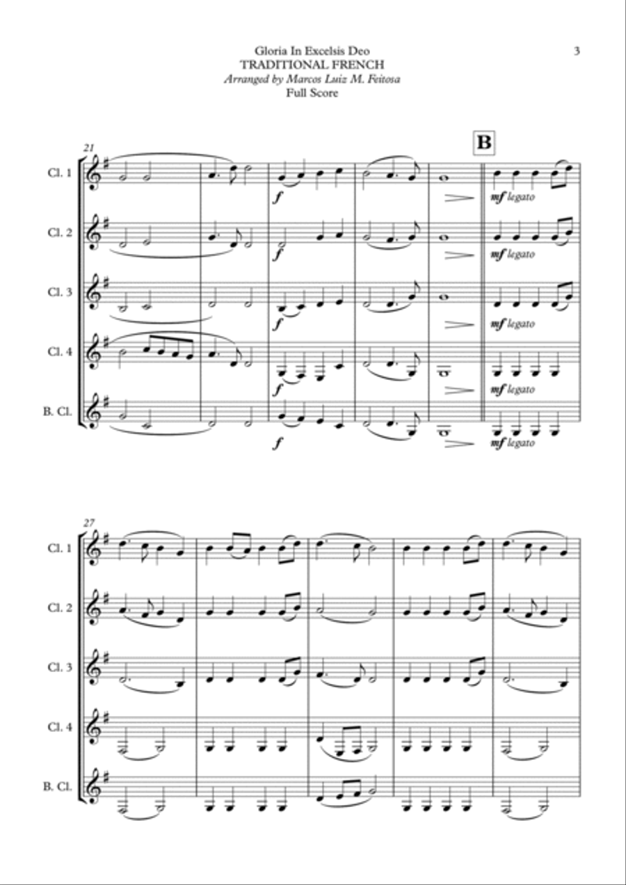 Gloria In Excelsis Deo - Clarinet Quintet Clarinet Quintet scores gallery preview page 5