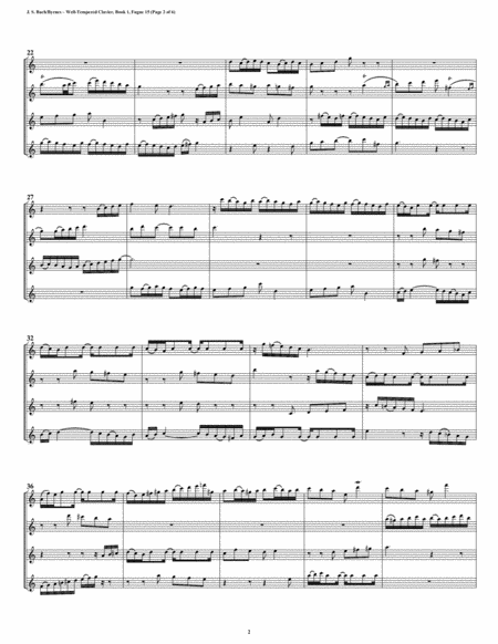 Fugue 15 from Well-Tempered Clavier, Book 1 (Flute Quartet) image number null