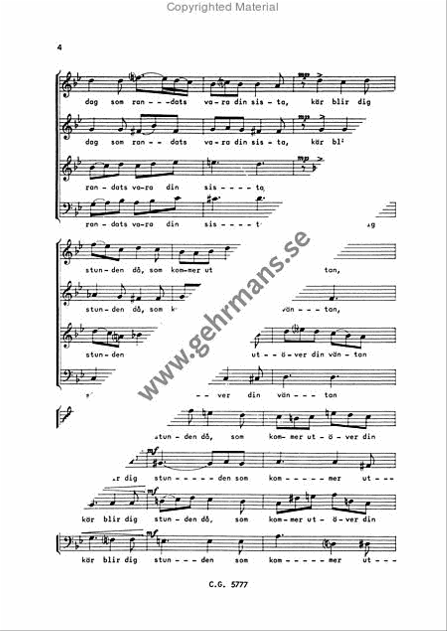 Kar blir stunden dig da Kar blir stunden dig da 4-Part scores gallery preview page 4