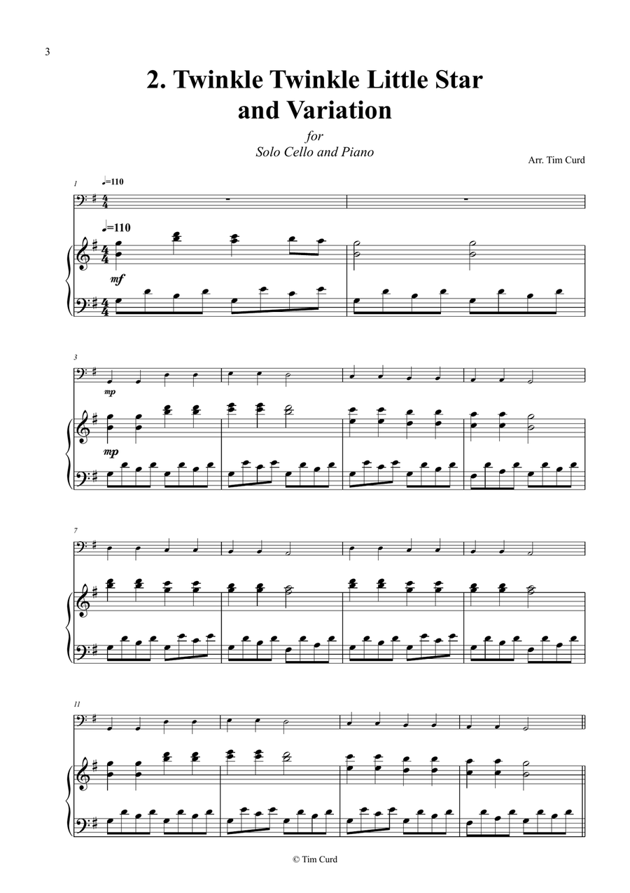 14 Fun Solos for Cello and Piano Piano scores gallery preview page 4