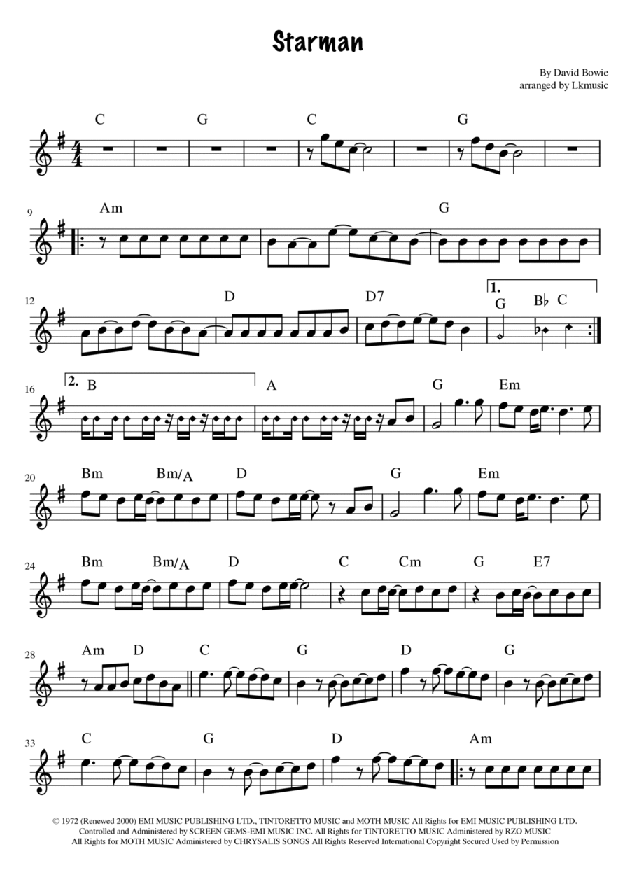 Starman Starman Tenor Saxophone scores gallery preview page 1
