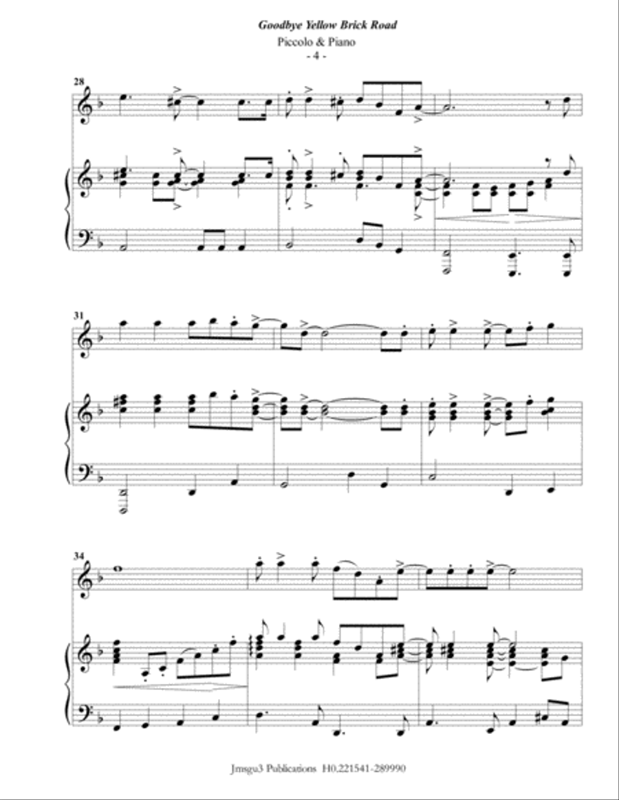 Goodbye Yellow Brick Road Piccolo scores gallery preview page 4