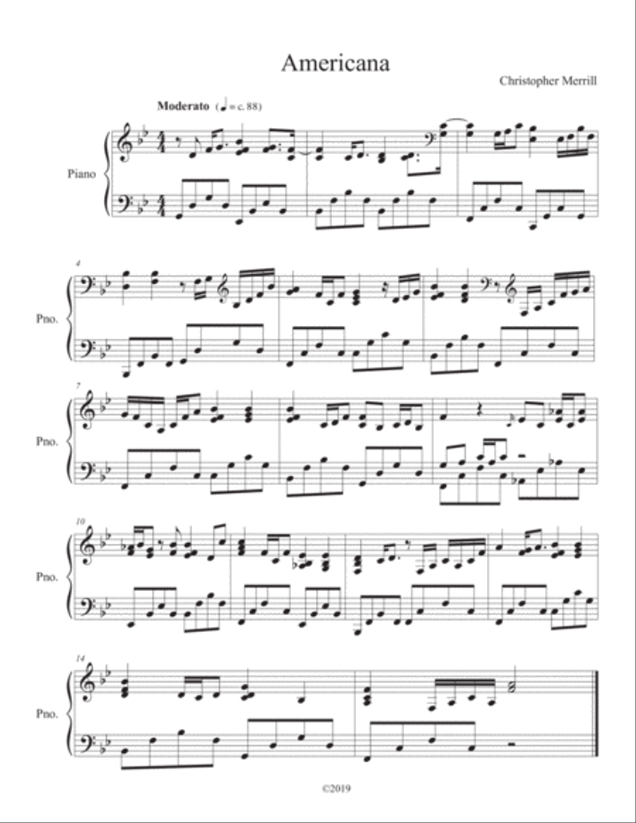 Americana Piano Solo scores gallery preview page 1