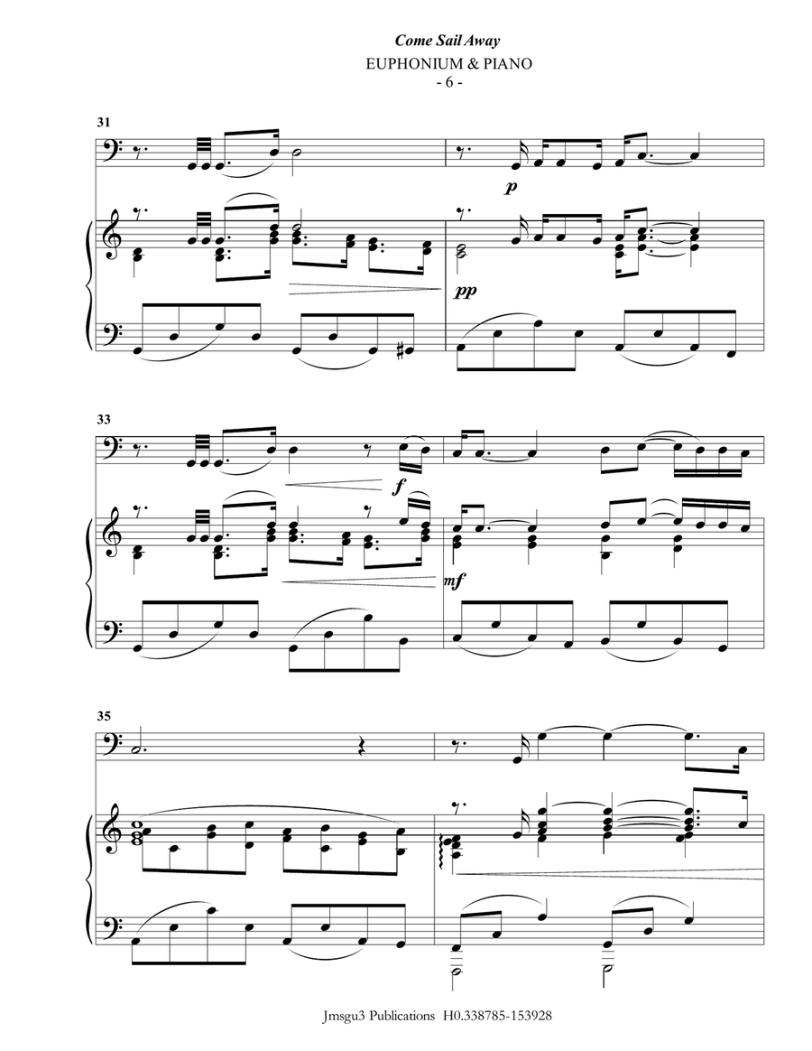 Come Sail Away Euphonium scores gallery preview page 6