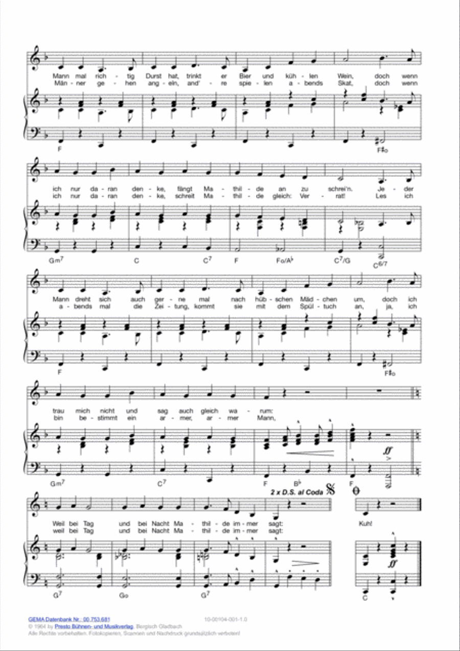 Schaffe, schaffe, Hausle baue Piano, Vocal, Guitar scores gallery preview page 3