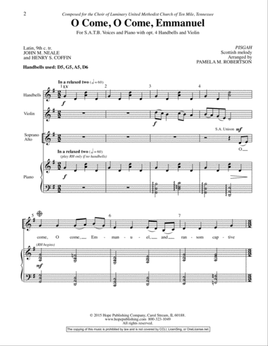 O Come, O Come, Emmanuel O Come, O Come, Emmanuel Handbell Choir scores gallery preview page 2