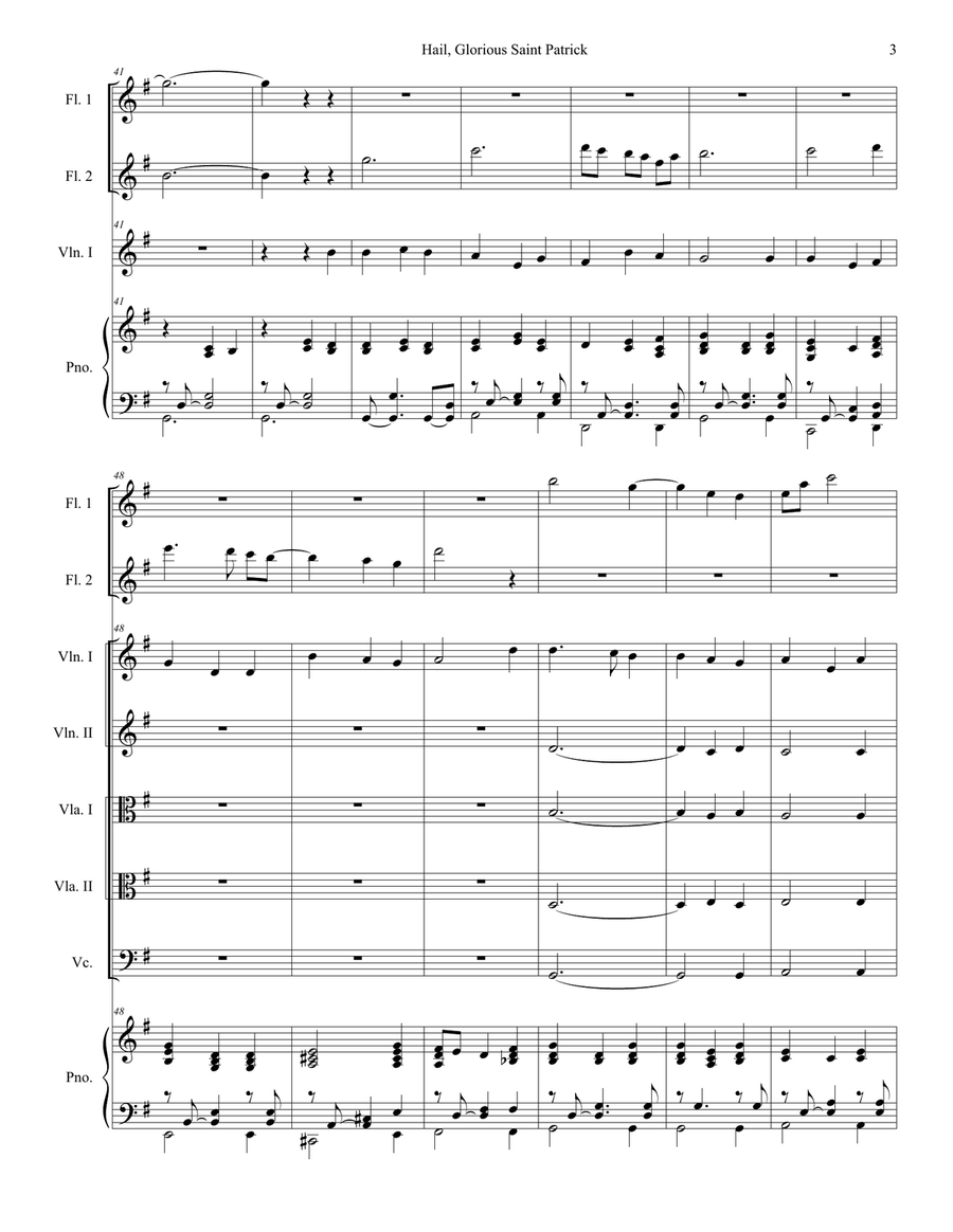 Hail, Glorious Saint Patrick (for String Orchestra and Piano) String Orchestra scores gallery preview page 3