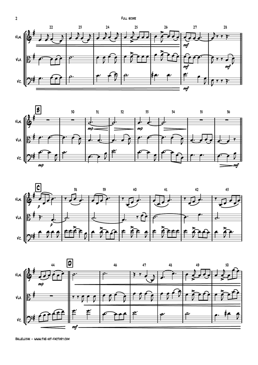 Hallelujah String Trio scores gallery preview page 2