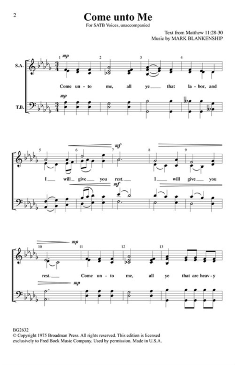 Come Unto Me 4-Part scores gallery preview page 2