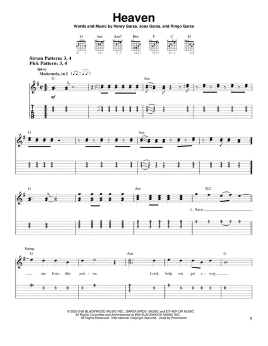 Heaven Heaven Acoustic Guitar scores gallery preview page 1