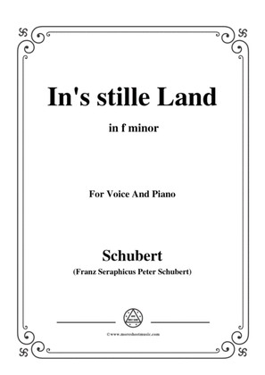 Book cover for Schubert-In's stille Land,in f minor,for Voice&Piano
