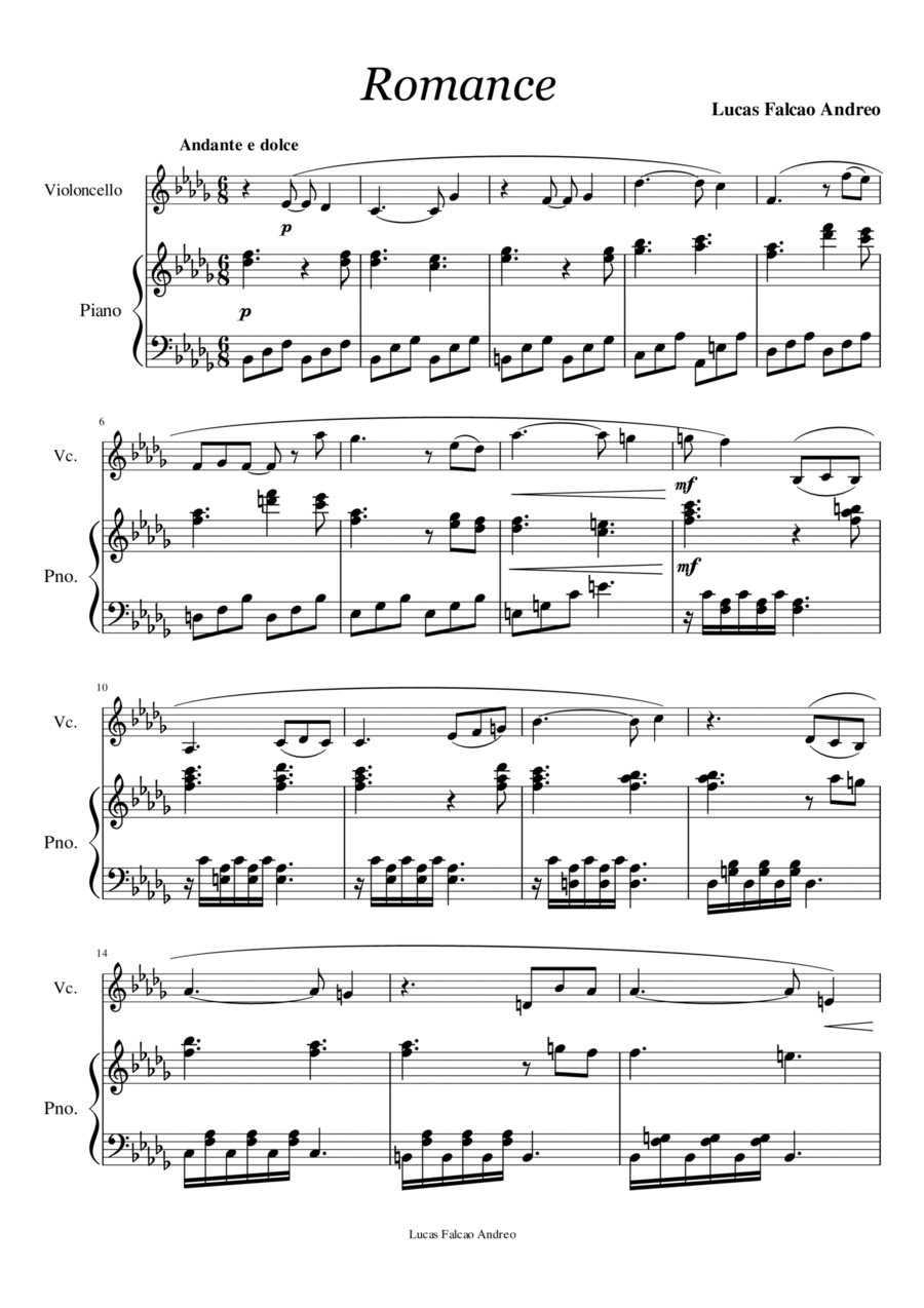 Romance duo Violin Solo scores gallery preview page 1