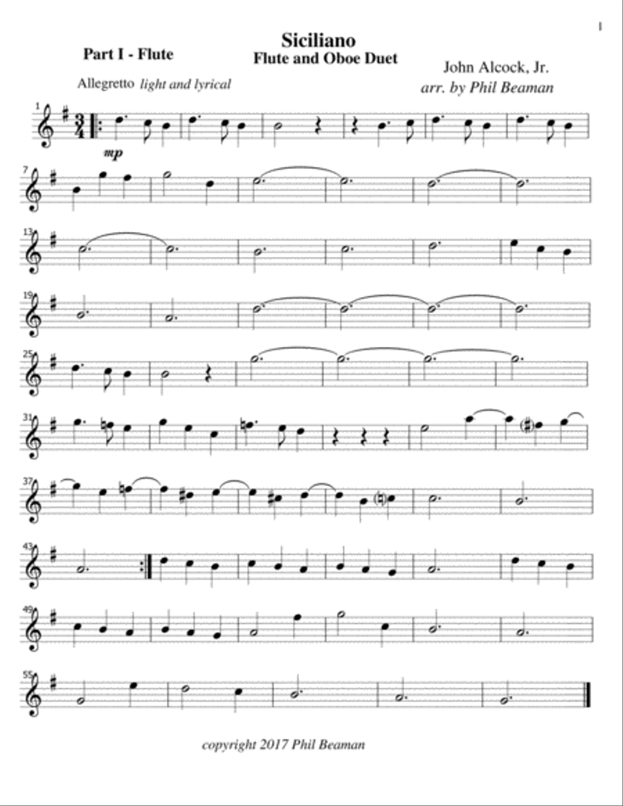 Siciliano - Flute and Oboe Duet Woodwind Duet scores gallery preview page 2