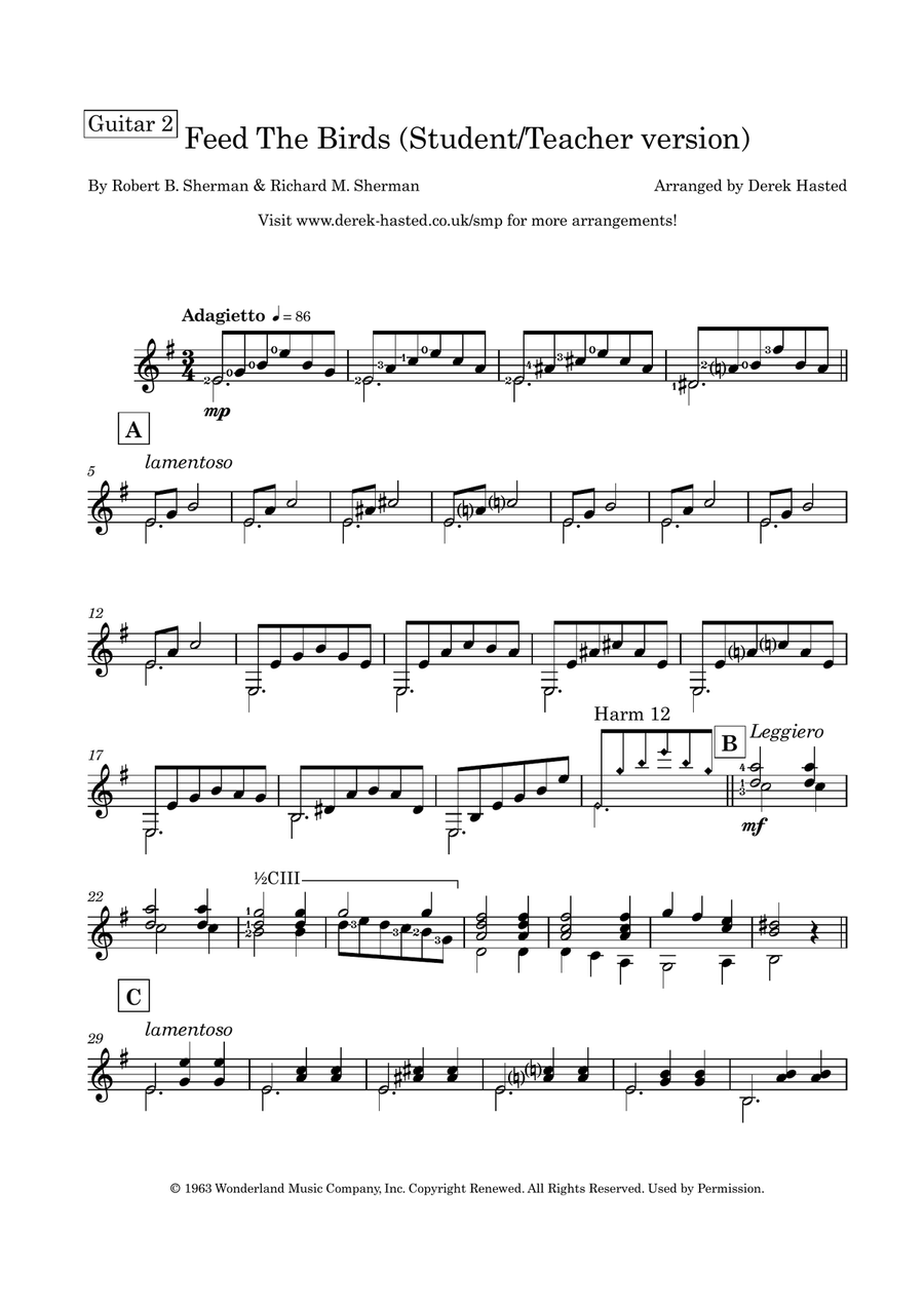 Feed The Birds (tuppence A Bag) Guitar scores gallery preview page 6