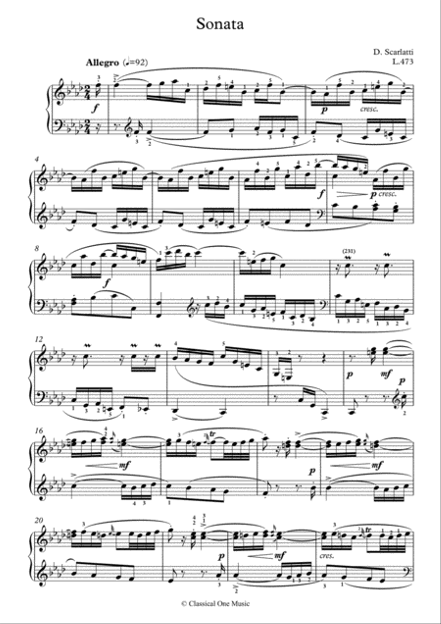 Scarlatti-Sonata in f-minor L.473 K.183(piano) Piano Solo scores gallery preview page 2