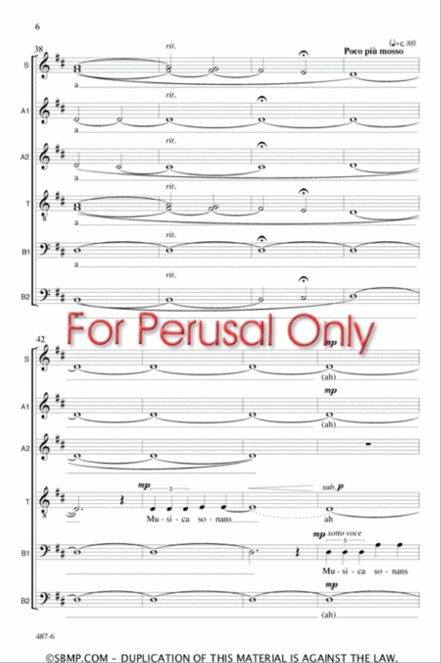 Musica animam tangens - SATB Octavo image number null