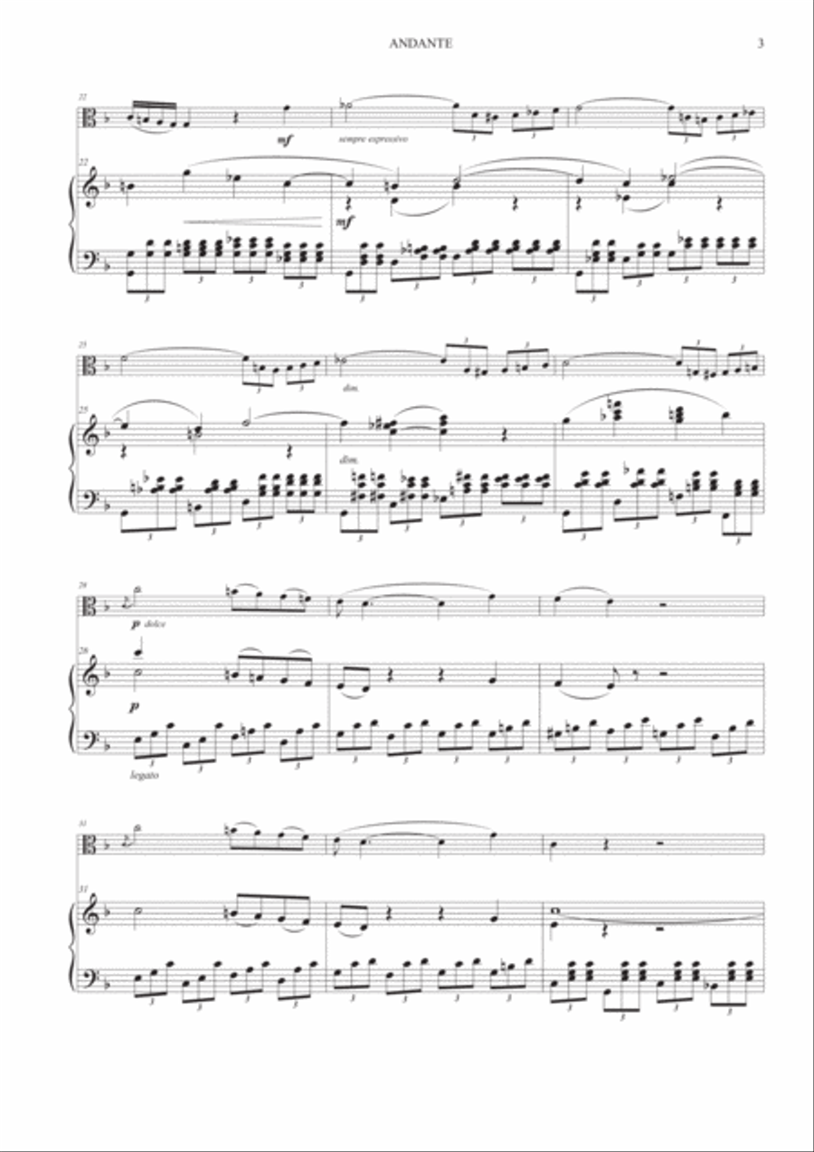 Andante from Concerto No. 21 for Viola and Piano Piano scores gallery preview page 4