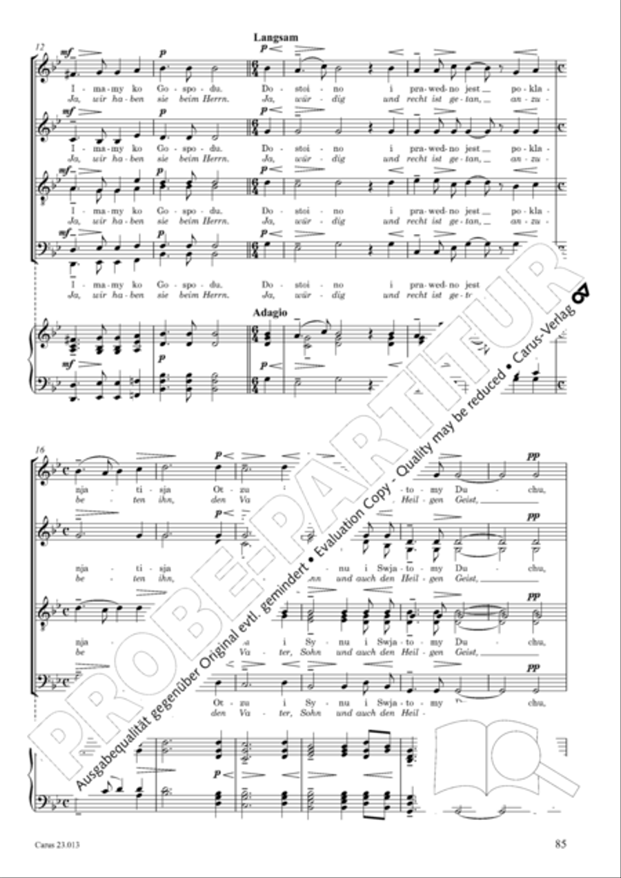 Liturgy of St. John Chrysostom op. 31 for mixed choir a cappella (Chrysostomos-Liturgie op. 31 fur Chor a cappella mit singbarem deutschem Text) A Cappella scores gallery preview page 107