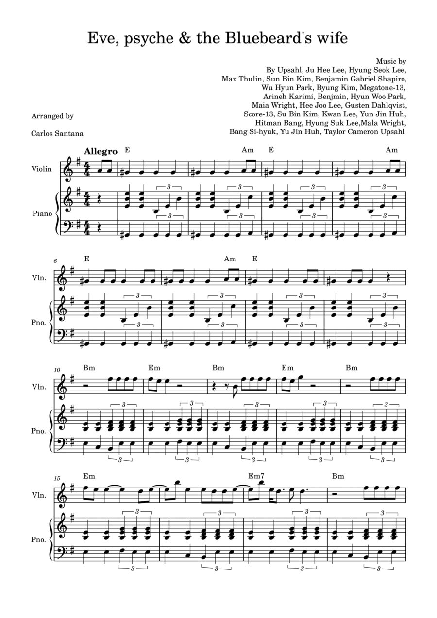Eve, Psyche & The Bluebeard's Wife Violin Solo scores gallery preview page 1