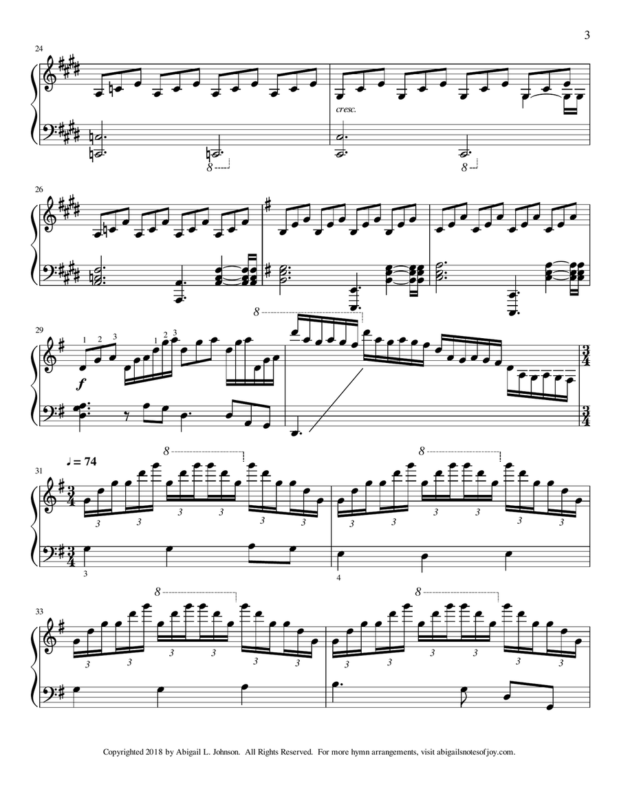 Be Thou My Vision with Beethoven's Moonlight Sonata Piano Solo scores gallery preview page 3