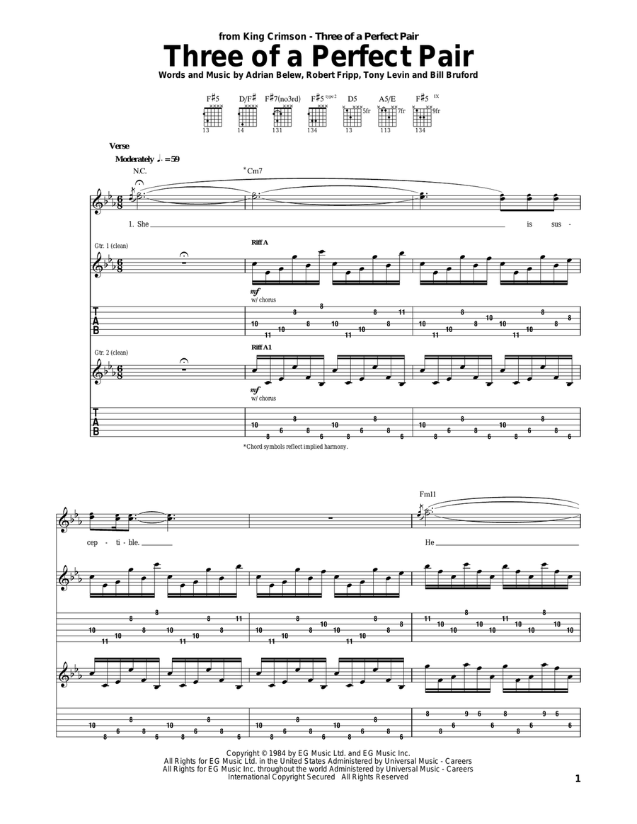 Three Of A Perfect Pair Three Of A Perfect Pair Acoustic Guitar scores gallery preview page 1