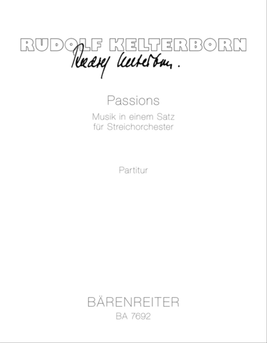 Passions (1998) by Rudolf Kelterborn String Orchestra - Sheet Music