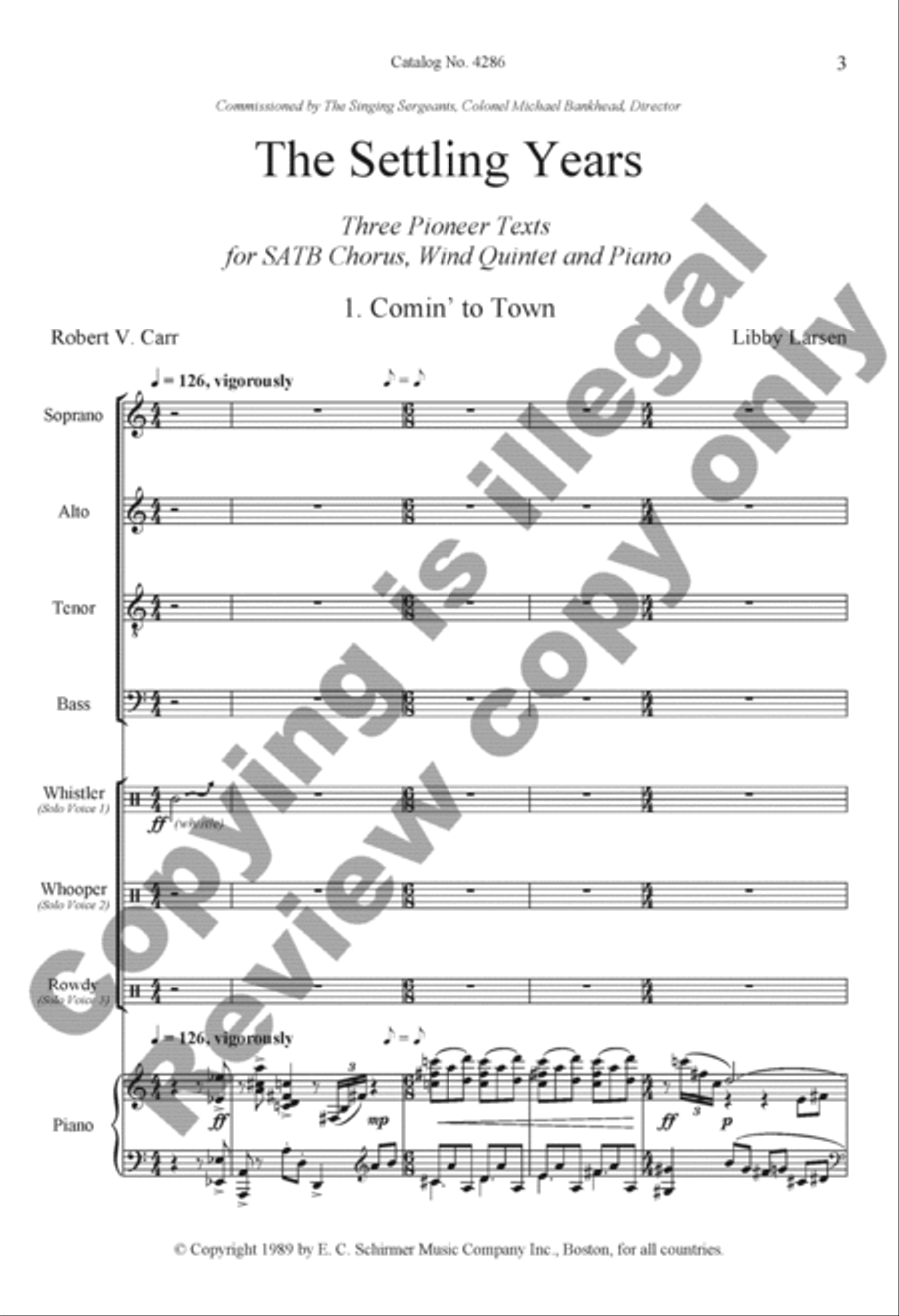 The Settling Years: (Piano/Choral Score) image number null