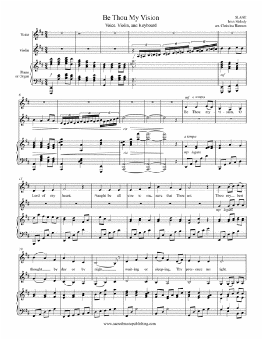 Be Thou My Vision – Violin, Soprano, and Keyboard Small Ensemble scores gallery preview page 2