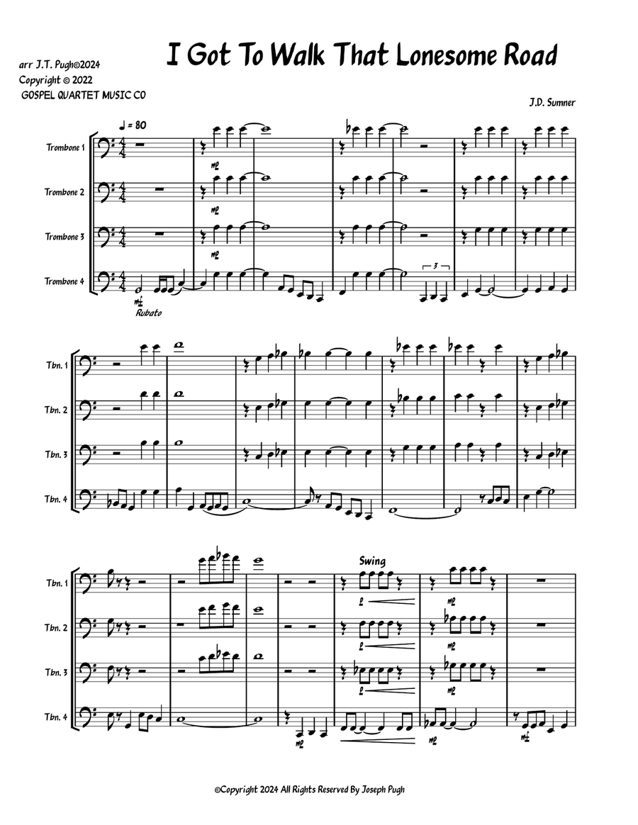 I've Got To Walk That Lonesome Road Trombone Solo scores gallery preview page 1